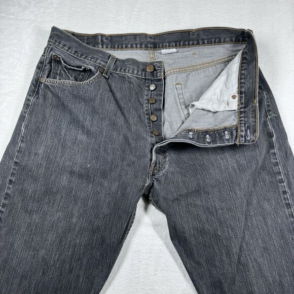 Levis 501xx Jeans 40x32 Straight Leg Button‎ Fly Mens Black Denim (36X28) - Picture 5 of 14
